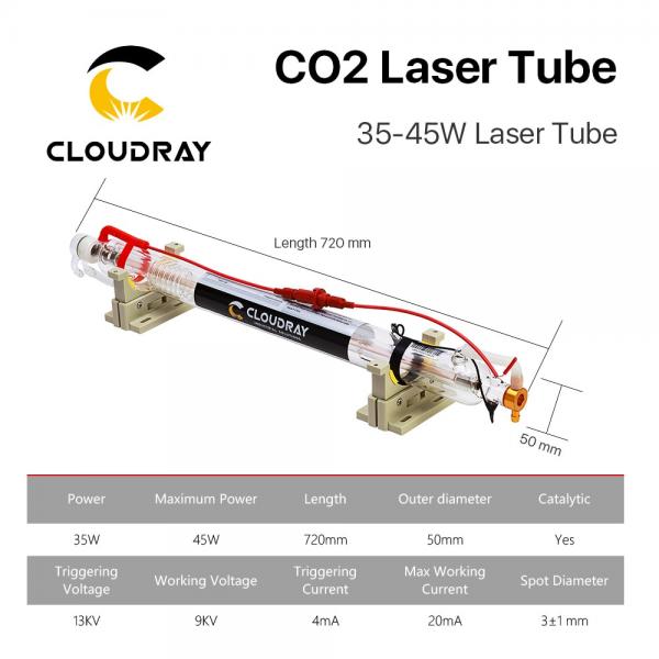 40W Co2 Laser Upgraded Metal Head Tube 700MM Glass Pipe Lamp for CO2 Laser Engraving Cutting Machine